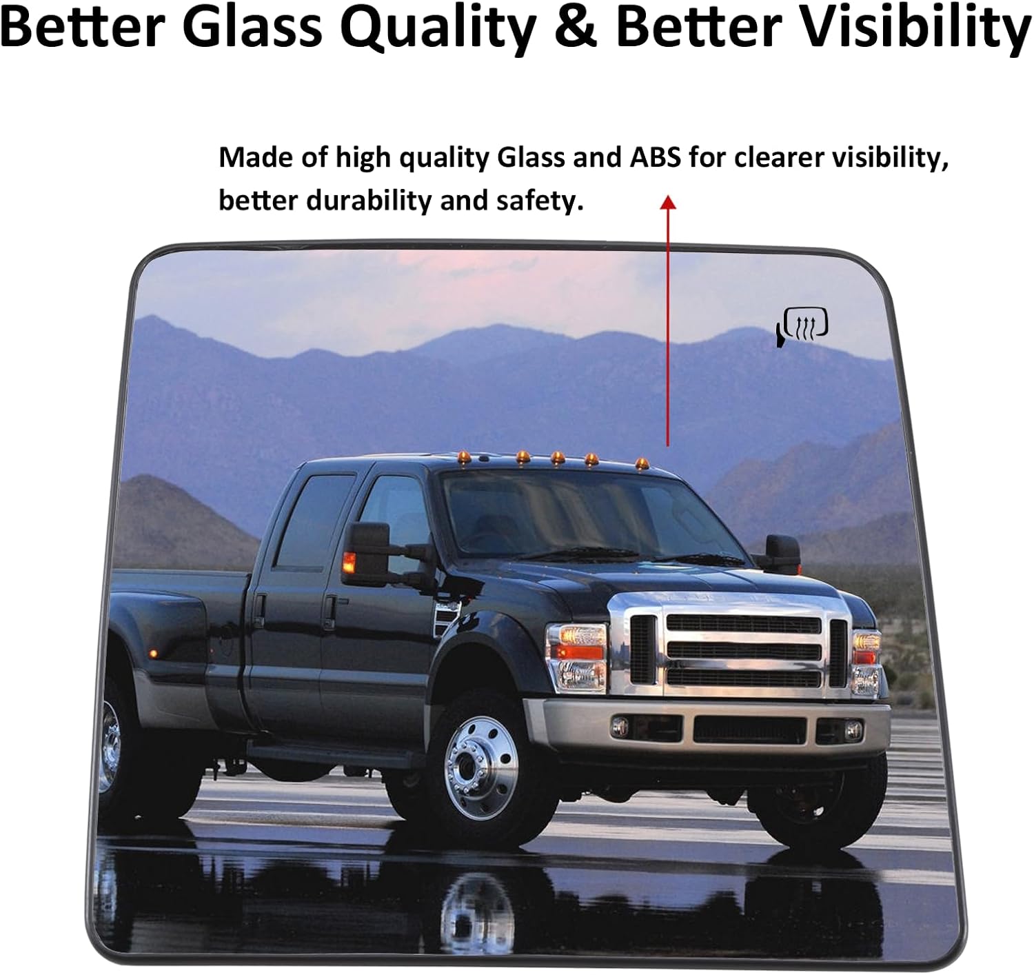 Right Passenger Side Mirror Replacement for Ford F250 F350 F450 F550 2008-2016, F150 PICKUP TRUCK 2013 2014, F650 F750 PICKUP TRUCK 2016-2019, Rear View Mirrors Glass with Power Heated