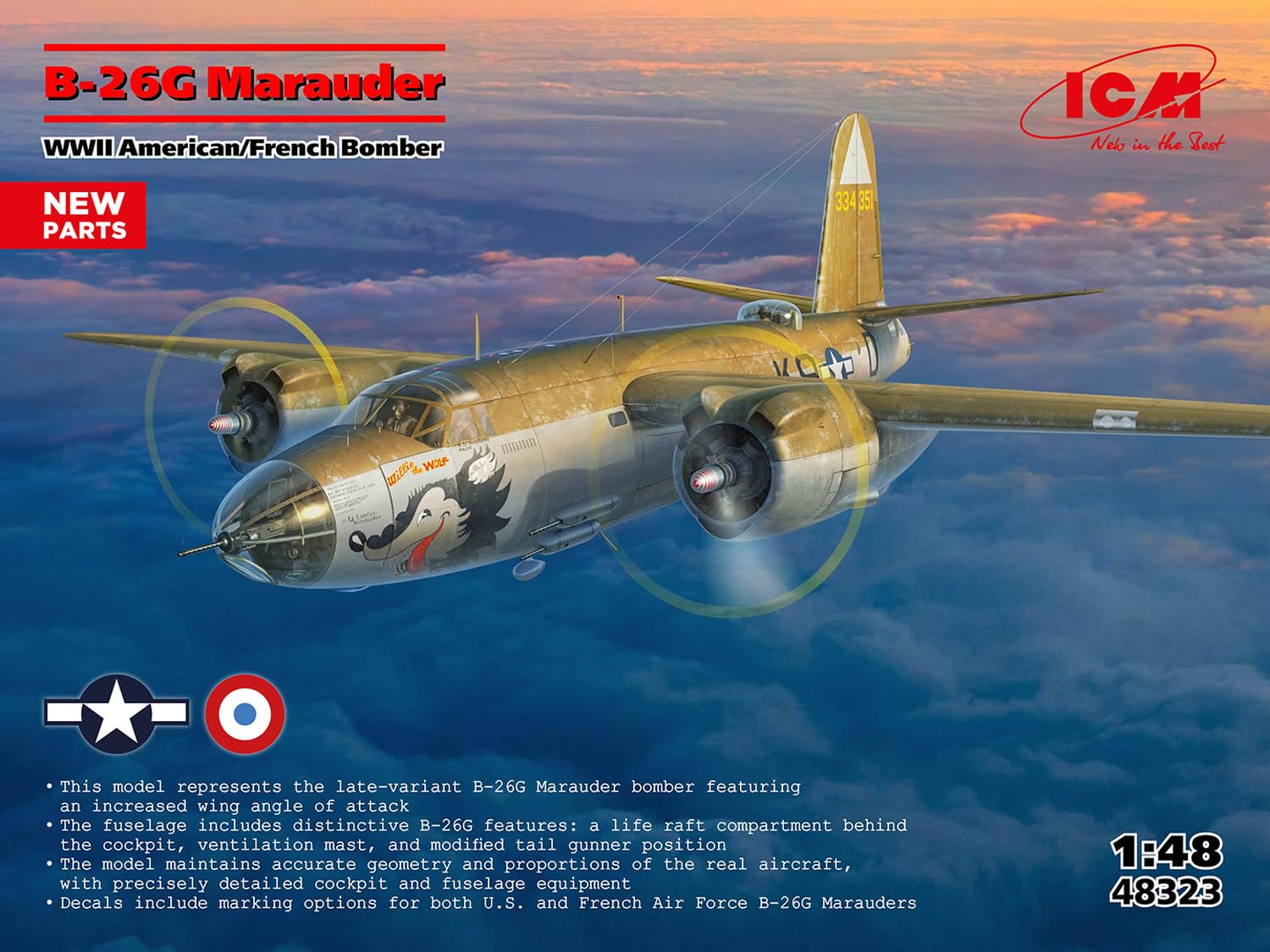 ICM 48323 - 1:48 B-26G Marauder, WWII American/France Bomber - Neu