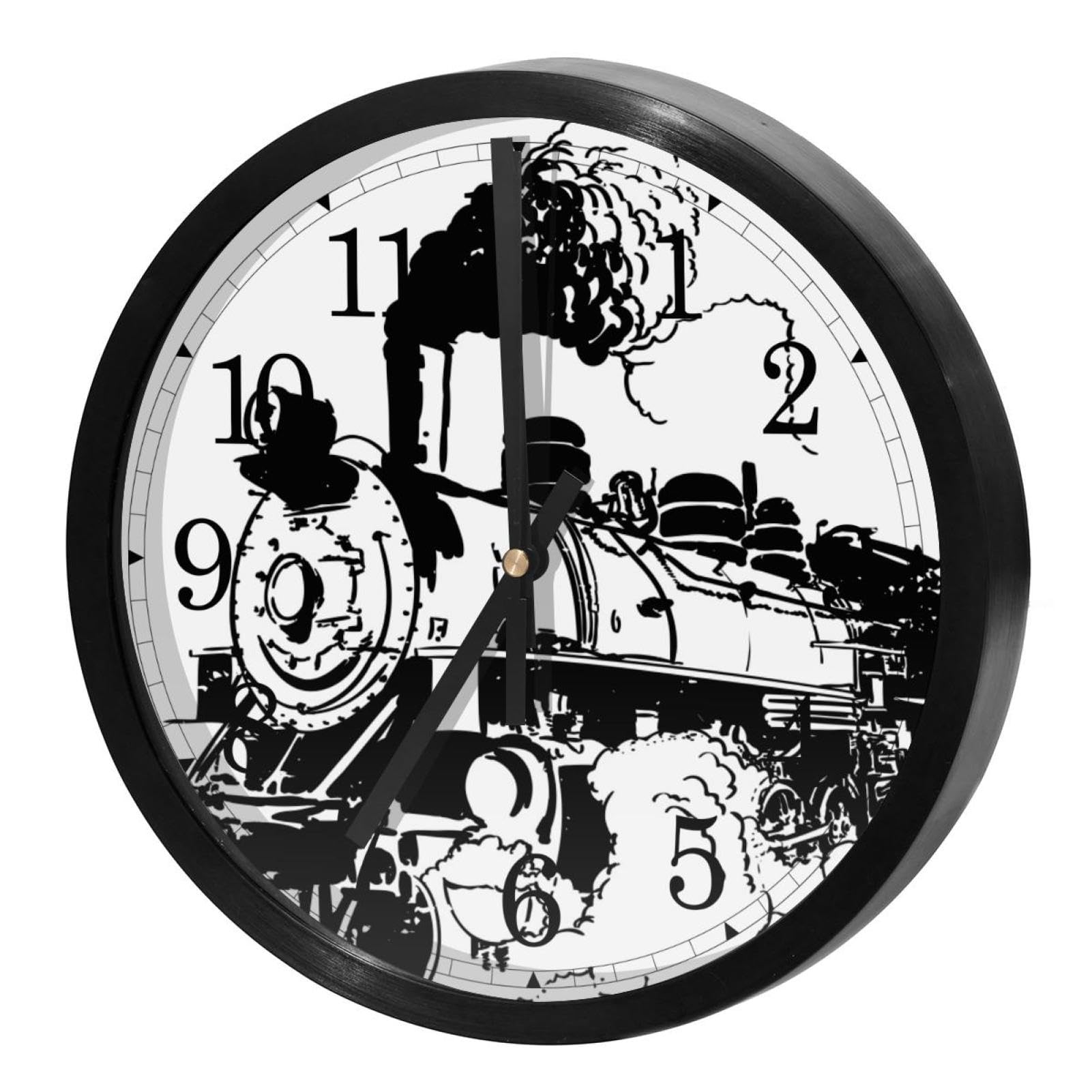 Horloge murale silencieuse mecanisme precis a quartz et design vintage train noir de qualite