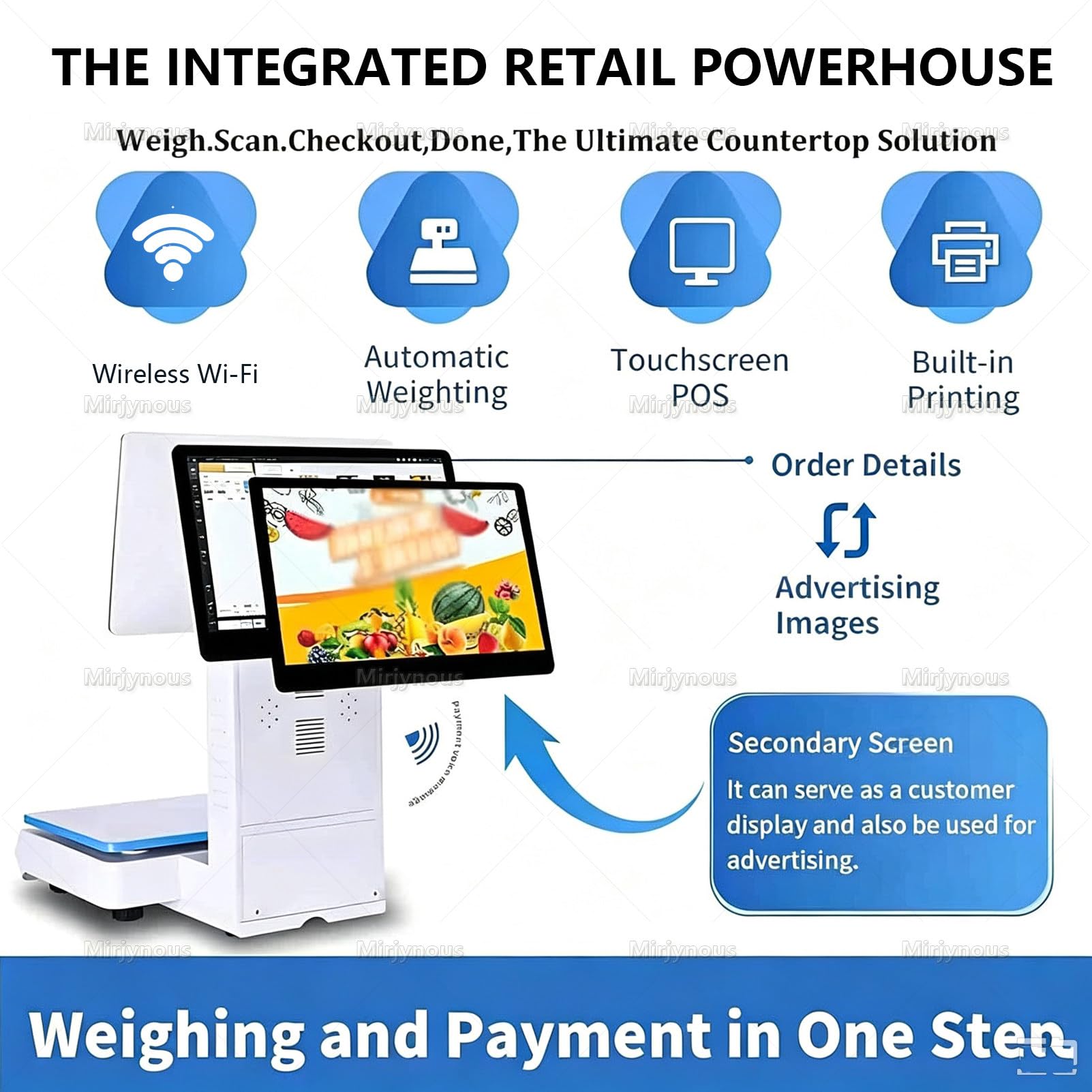 POS-System mit Waage für den Einzelhandel, Digitale Barcode-Waagen DualScreen