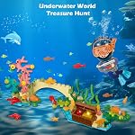HOGOKIDS City Floatable Boat Building Set with LED Light for 6+ Boys Kids | Fun Arctic Explorer Ship Building Block Kits Toys Ocean Exploration with Helicopter, Sub, Shark Cage Birthday Gift for Girls