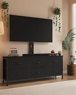 TV Stand with Mount, Fabric Dresser with 6 Drawers for 32/45/55/60/65/75...