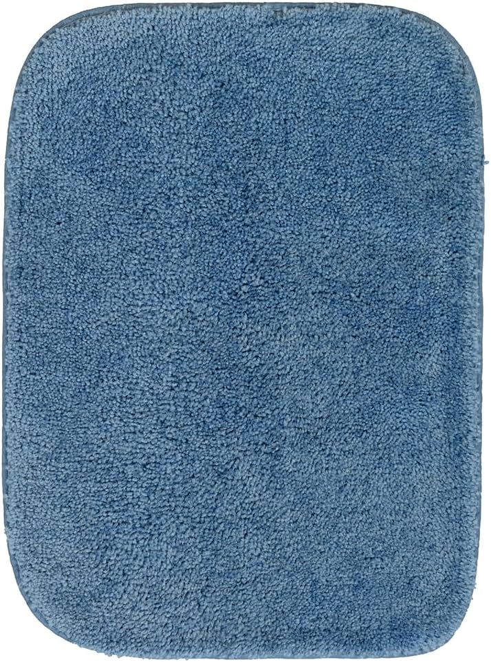 Garland Rug Traditional Nylon Washable Basin Blue 3 Piece Set - Lid, Contour, Bath Rug - Soft, Absorbent, and Stylish for Your Bathroom