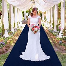 MODFUNS Navy Blue Aisle Runner Wedding Carpet Runner 5x15FT Velvet Fabric Aisle Floor Runner Beach Aisle Runway Rug with Carpet Tape Farmhouse Wedding Rug Party Ceremony Event Carpet