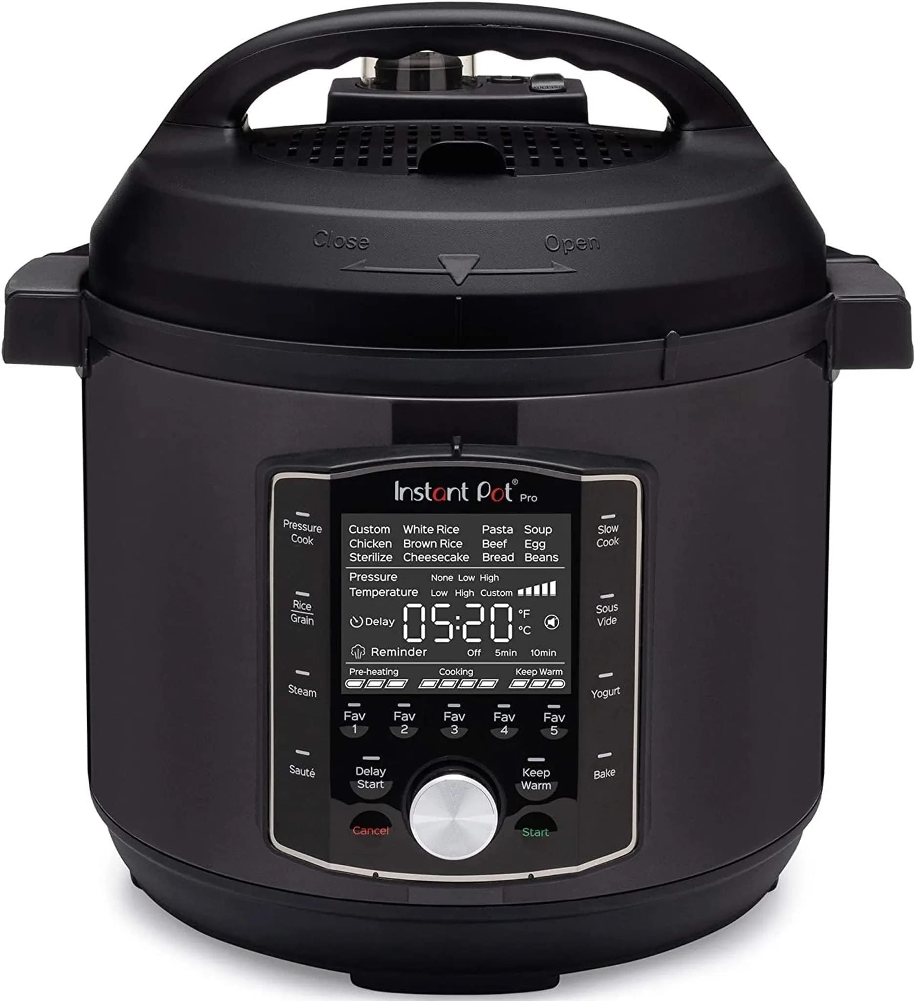 Pro 10-in-1 Electric Multicooker 1200 W 7.6 Litre - Pressure Cooker, Slow Cooker, Rice Cooker, Steamer Pan, Sauté Pan, Sterilizer, Yogurt Maker, Sous Vide Device - Black Stainless Steel