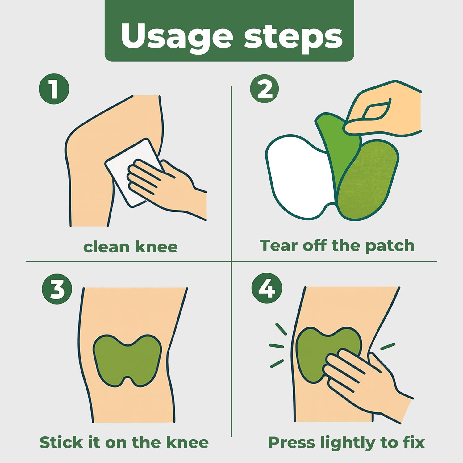 64 Pieces, Knee Pain Relief Patches, Warm Herbal Plaster Patches, Strong Self-Heating, 12 Hours Lasting Relief & Support for Knee Joints、Wormwood Patch