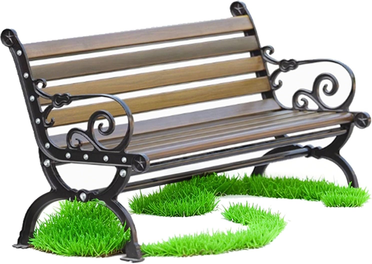 Two Person Outdoor Garden Bench 47in 59in Patio Garden Bench with Curved Backrest for Garden Lawn Porch Park Backyard Slatted Seat Bench(150cm/59in)