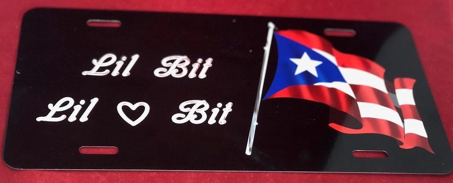 Mirror Mania Puerto Rico Flag Personalized Custom PR License Vanity Plate Free Engraved Auto Car Tag Puerto Rico Country Flag License Plate Beautifully Designed and Specially Made