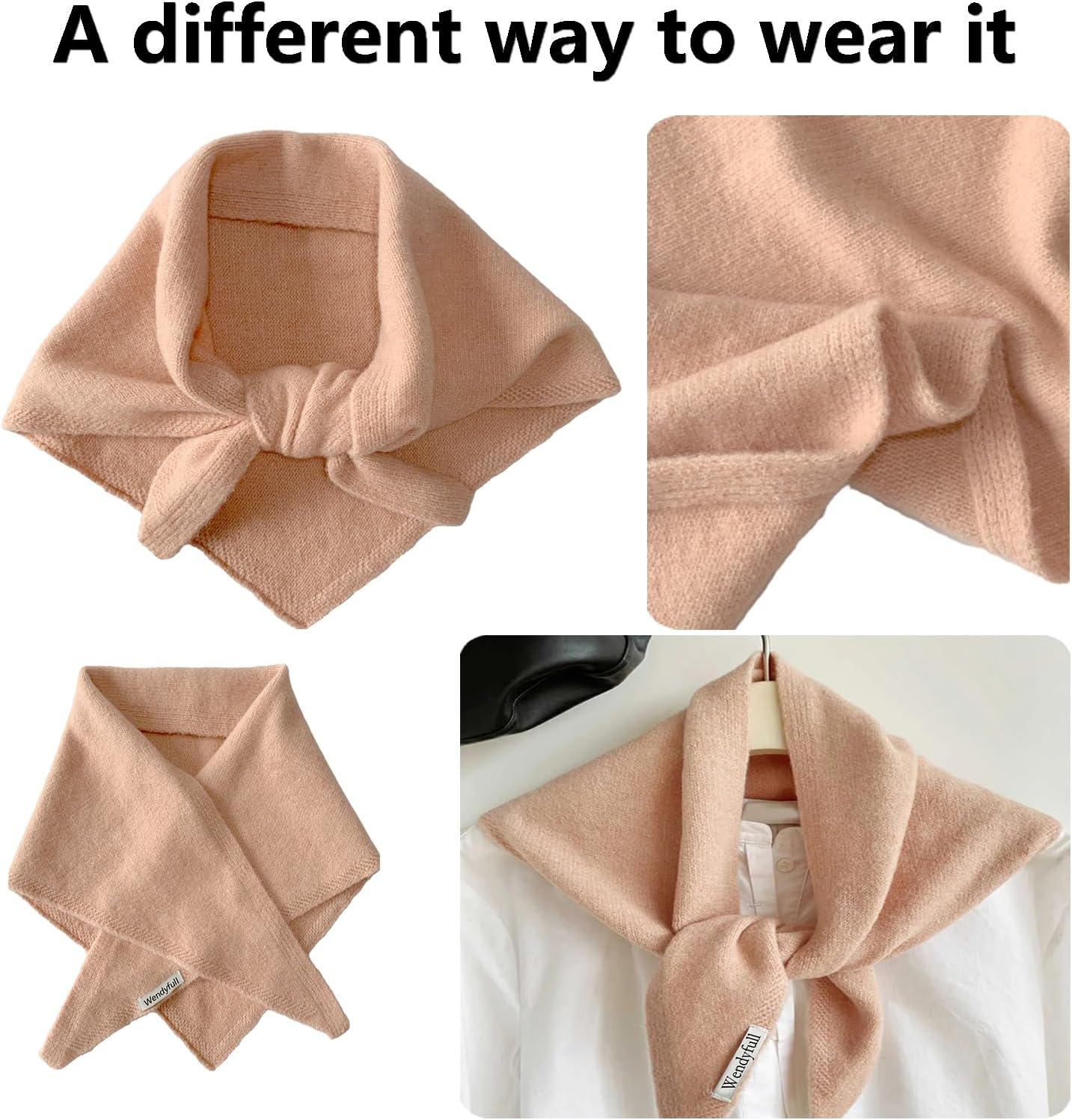 Triangle Scarf for Women Knitted Wool Headscarf Cashmere Feel Y2K Downtown Girl Aesthetic Streetwear Accessories - Image 6