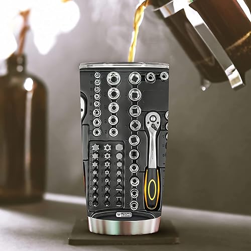 Miniatura 4 de Caja de herramientas mecánicas, vaso motivacional, regalo divertido para papá, marido, hombres, taza de viaje aislada al vacío con tapa, termo de
