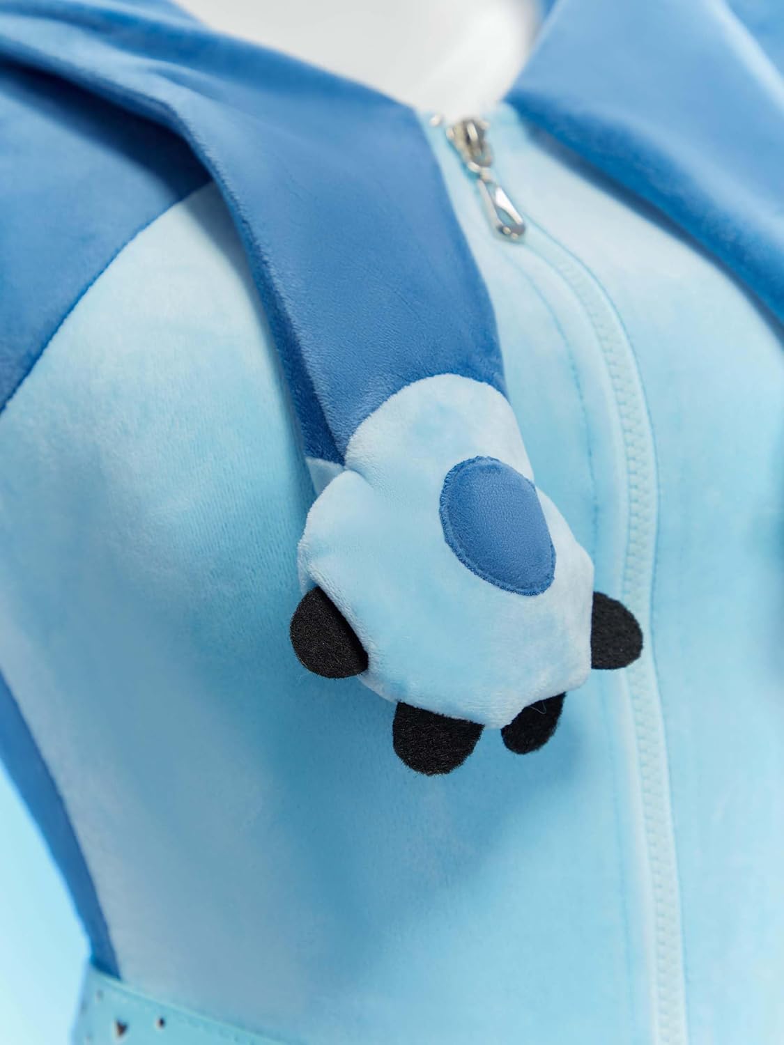 Mobbunny Women Anime Derivative Onesie Pajamas Monster Plush Homewear Fluffy Hooded Bodycon with Socks