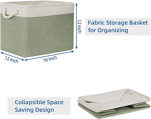 Vista 42 de Temary Canastas de almacenamiento pequeñas de tela para armario, paquete de 6 cajas de almacenamiento decorativas con asas de cuerda para organizar