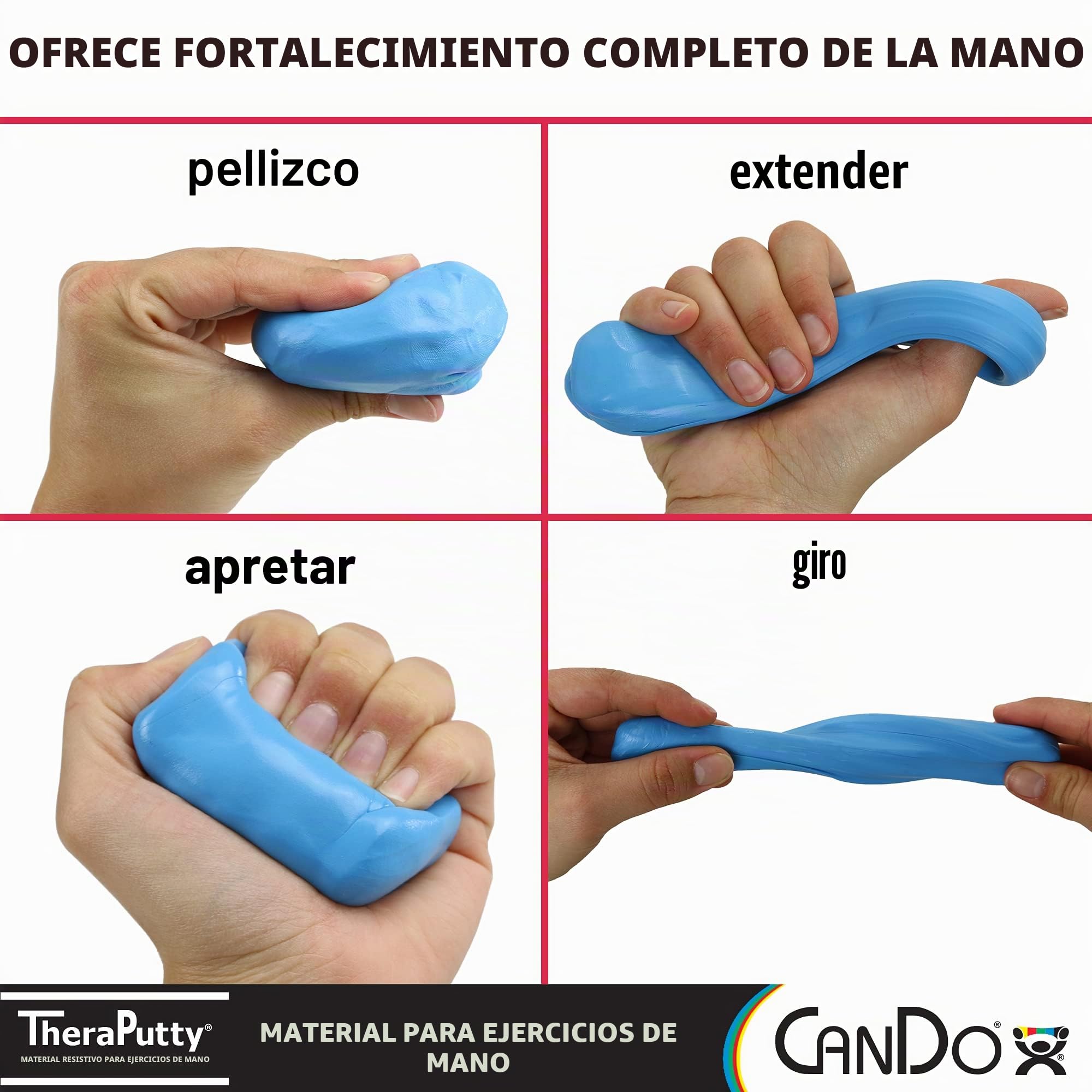 CanDo TheraPutty - Pasta modelar - 56 g - lote de 6 (Multicolor)