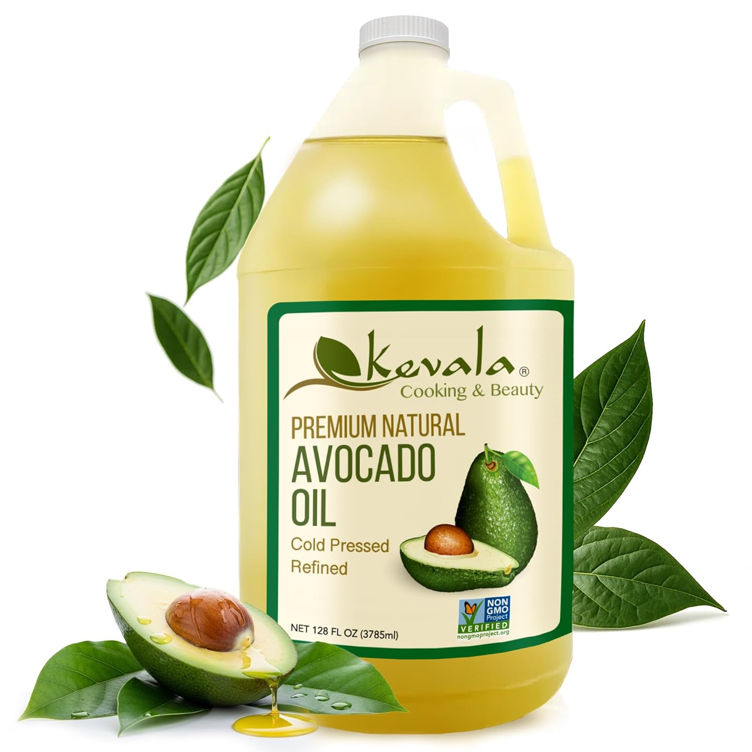 Kevala Cold Pressed Avocado Oil, NonGMO & Kosher, 128 fl oz
