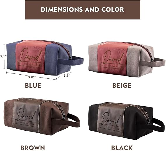 Personalized Toiletry Bag for Men - Leather Toiletry Bag for Men - Custom Toiletry Bag for Men - Mens Toiletry Travel Bag for Groomsmen Giveaway, Christmas, Birthday, Holiday Gifts (Single, Black)