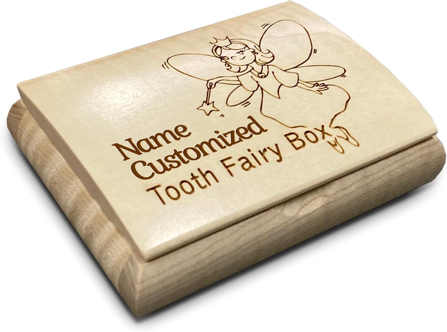 Mikutowski Woodworking Name Customized Tooth Fairy Box for Boys and Girls - Made in USA Customized Baby Teeth Keepsake Wooden Holder for Kids Tooth - Shower Birthday Gift Idea (TFB-01)
