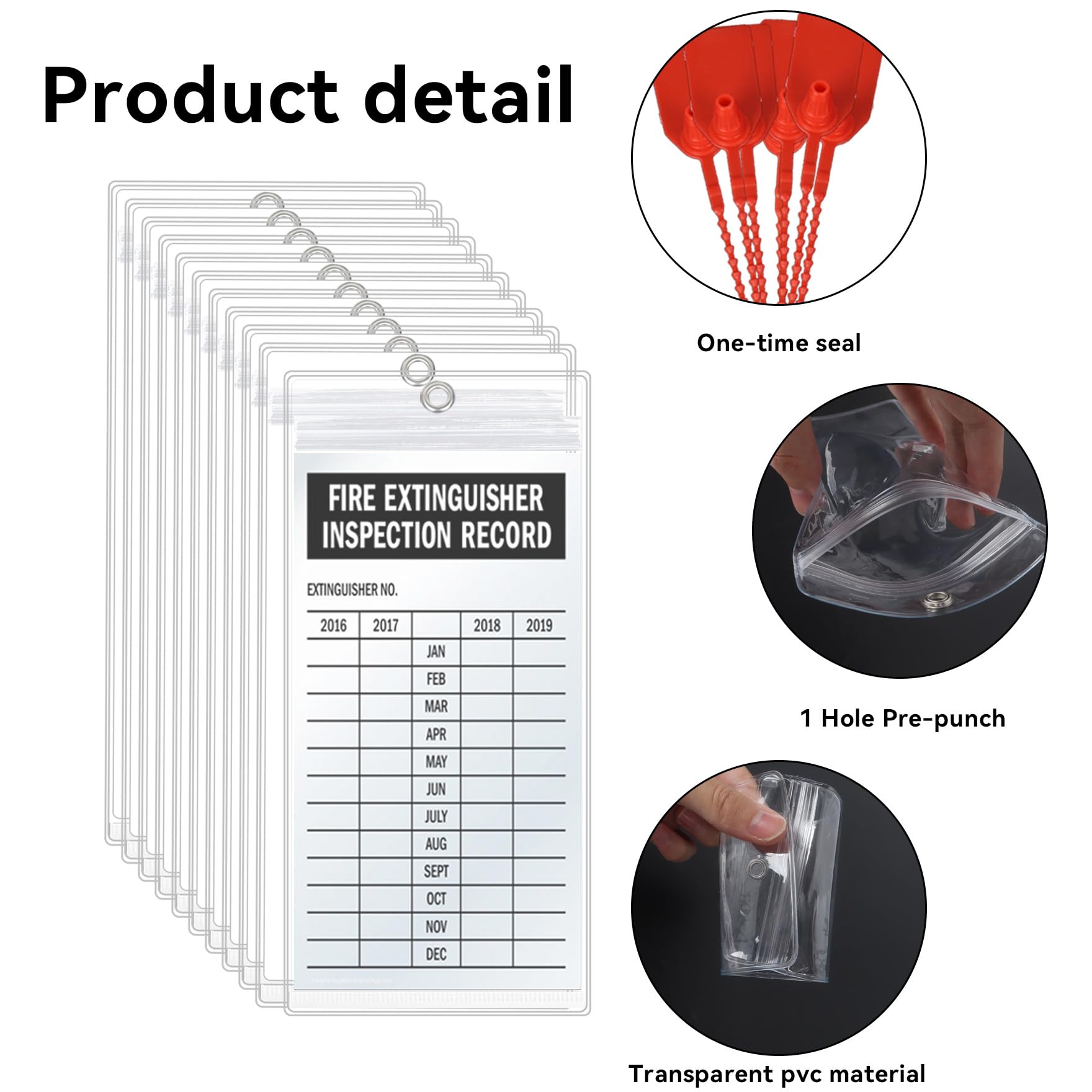 Klmnop 25 piezas de cubiertas para extintor de incendios, funda de plástico resellable con sellos de manipulación para etiqueta de extintor de incendios (transparente)