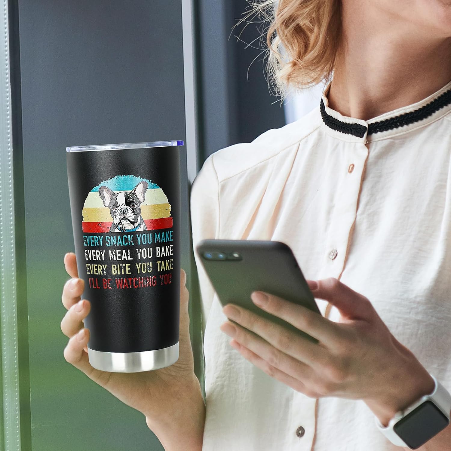 French Bulldog Gifts for Women - Christmas Birthday Gifts for French Bulldog Dog Lovers - Dogs Mom Dad Owner Gift Ideas - 20oz Insulated Tumbler with Lid for Home Office Outdoor Use image 2