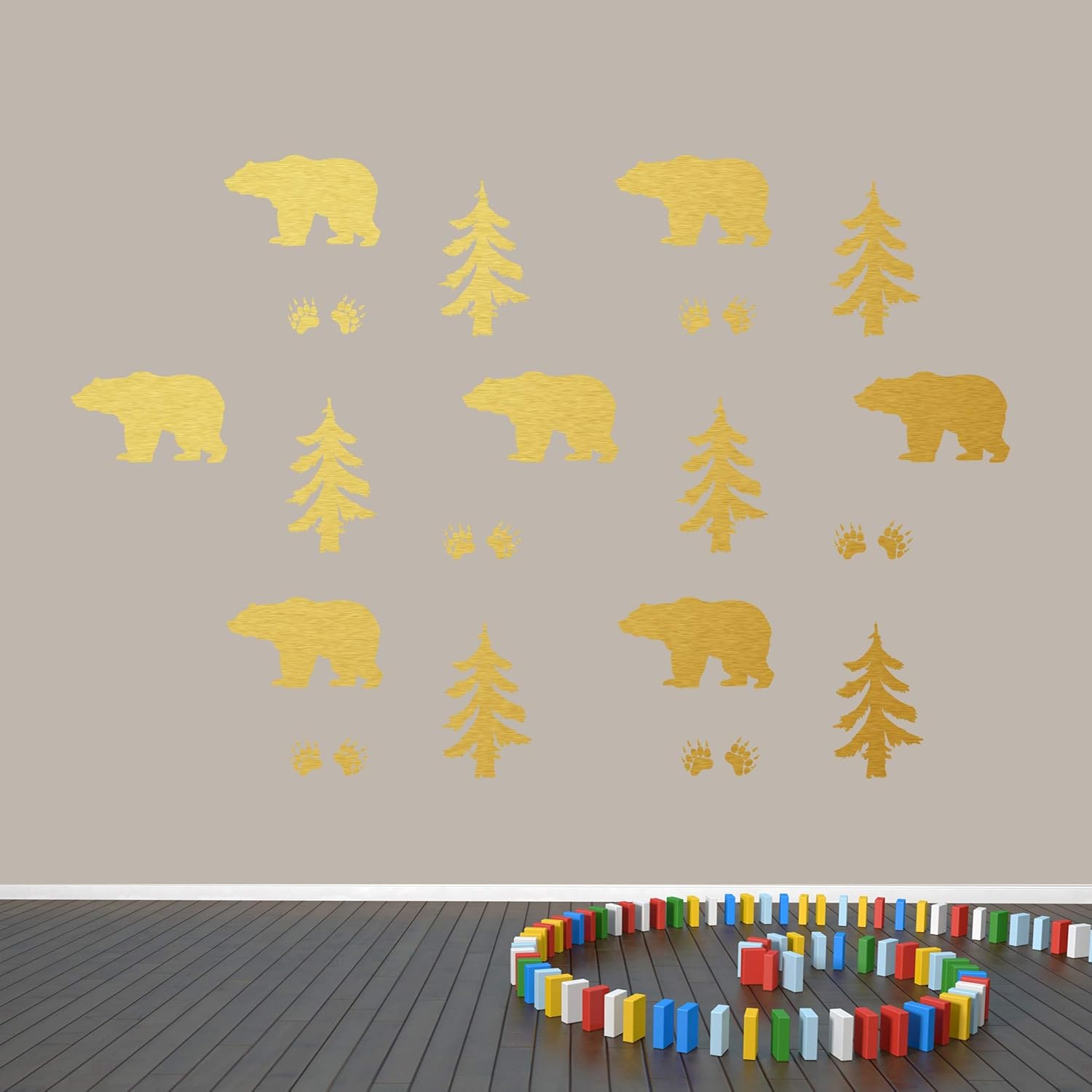 Woodland Forest Bear Wall Decals, Vinyl Wall Decals Sticker for Nursery, Kids Room, Entryway, Man Cave, Family and Living Room, Cabin Décor, Woodland Decor - Bear Forest Wall Decal Set | Black