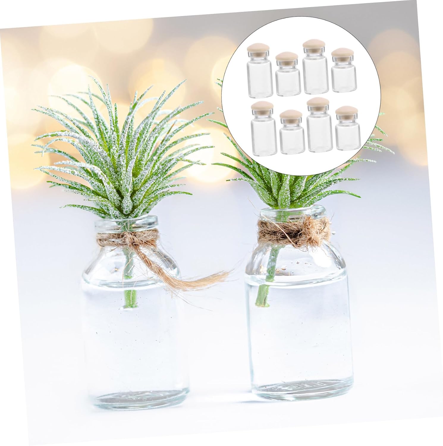 TOYANDONA Mini Glass Candy Jar with Cork Lid 1.06 Inch Dollhouse Miniature Glass Bottle for Candy Storage Dollhouse Decoration Kitchen Scene