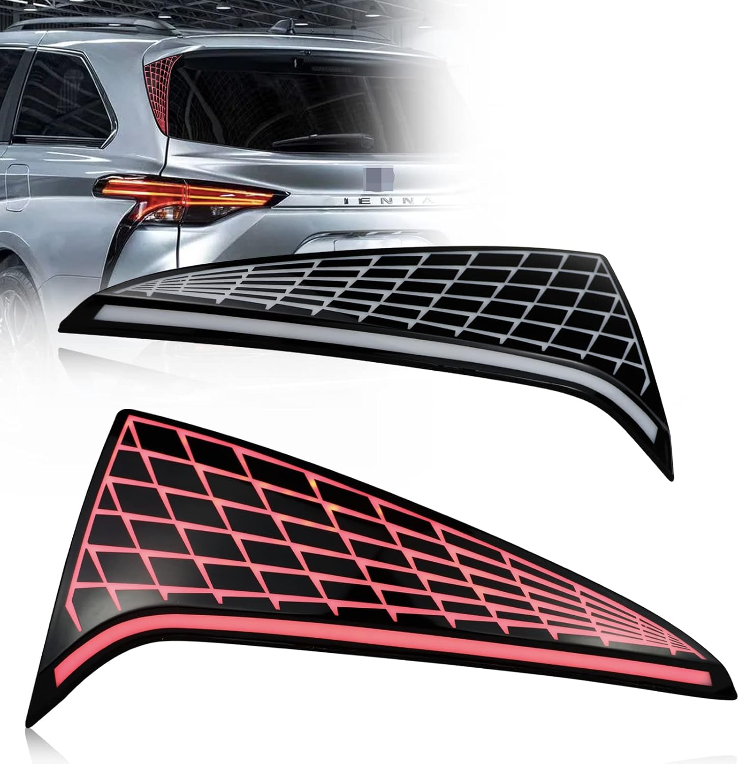 smoked LED Rear Trunk Pillar Tail Light Column Brake Turn Signal Light Replacement Compatible with Toyota Sienna 2021 2022 2023 Plug and Play
