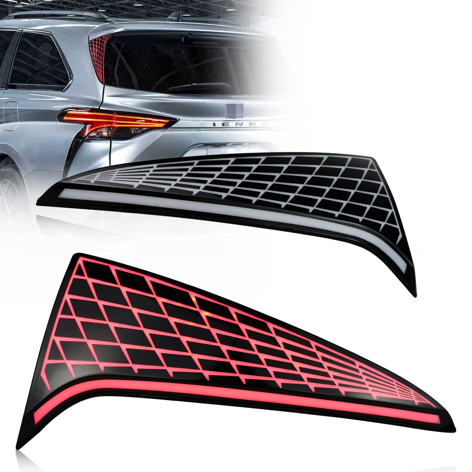 GEEGEETOP smoked LED Rear Trunk Pillar Tail Light Column Brake Turn Signal Light Replacement Compatible with Toyota Sienna 2021 2022 2023 Plug and Play