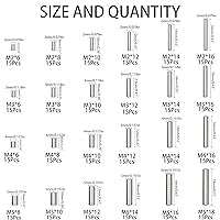 Vista 2 de 360 piezas de pasador de acero inoxidable 304, soporte de clavija, barra de sujeción de elementos, 24 tamaños M2 M3 M4 M5