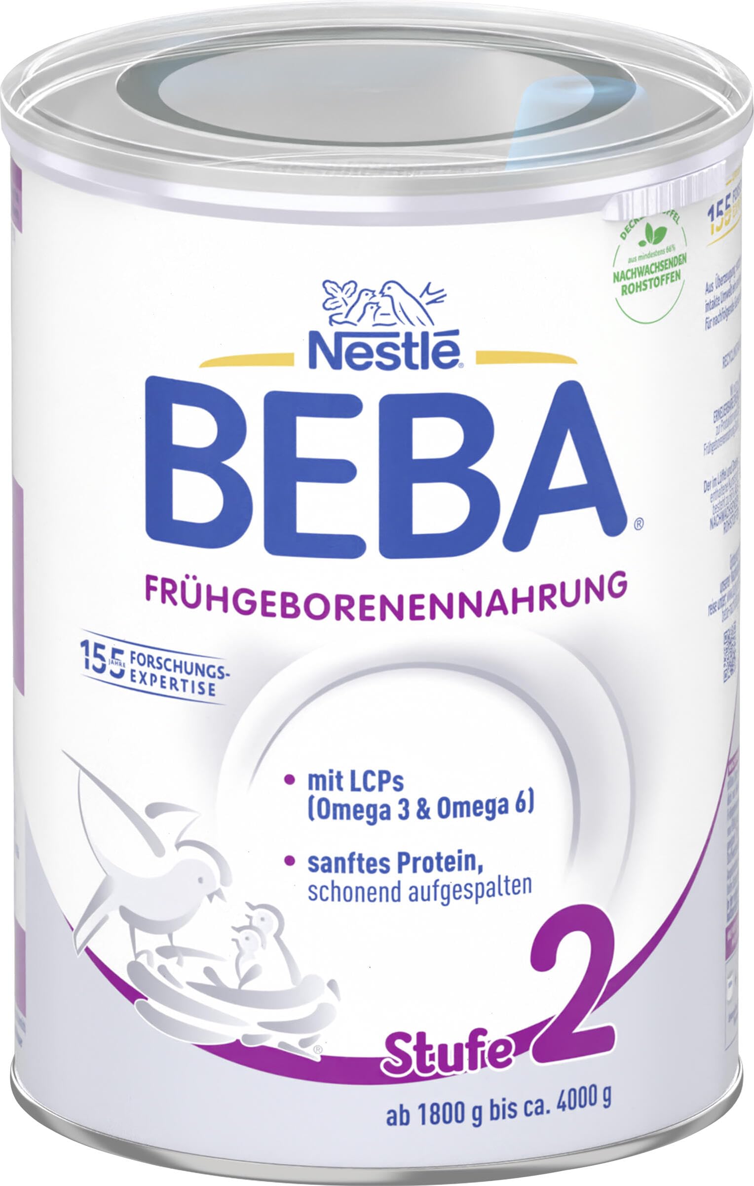 BEBA Frühgeborenennahrung Stufe 2, Spezialnahrung für Frühgeborene und untergewichtige Neugeborene, 12er Pack (12 x 400g)