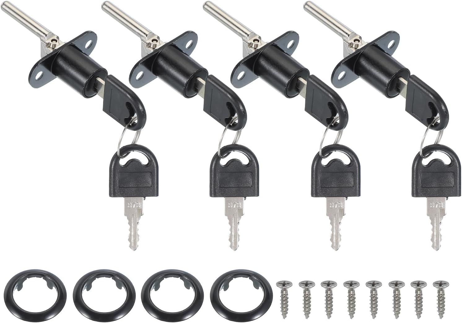 MECCANIXITY Drawer Lock with Keys, 16mm(5/8") Zinc Alloy File Cabinet Lock Cylinder Desk Cabinet Locks Keyed Different for Office Wardrobe Locker Showcase, Black Pack of 4