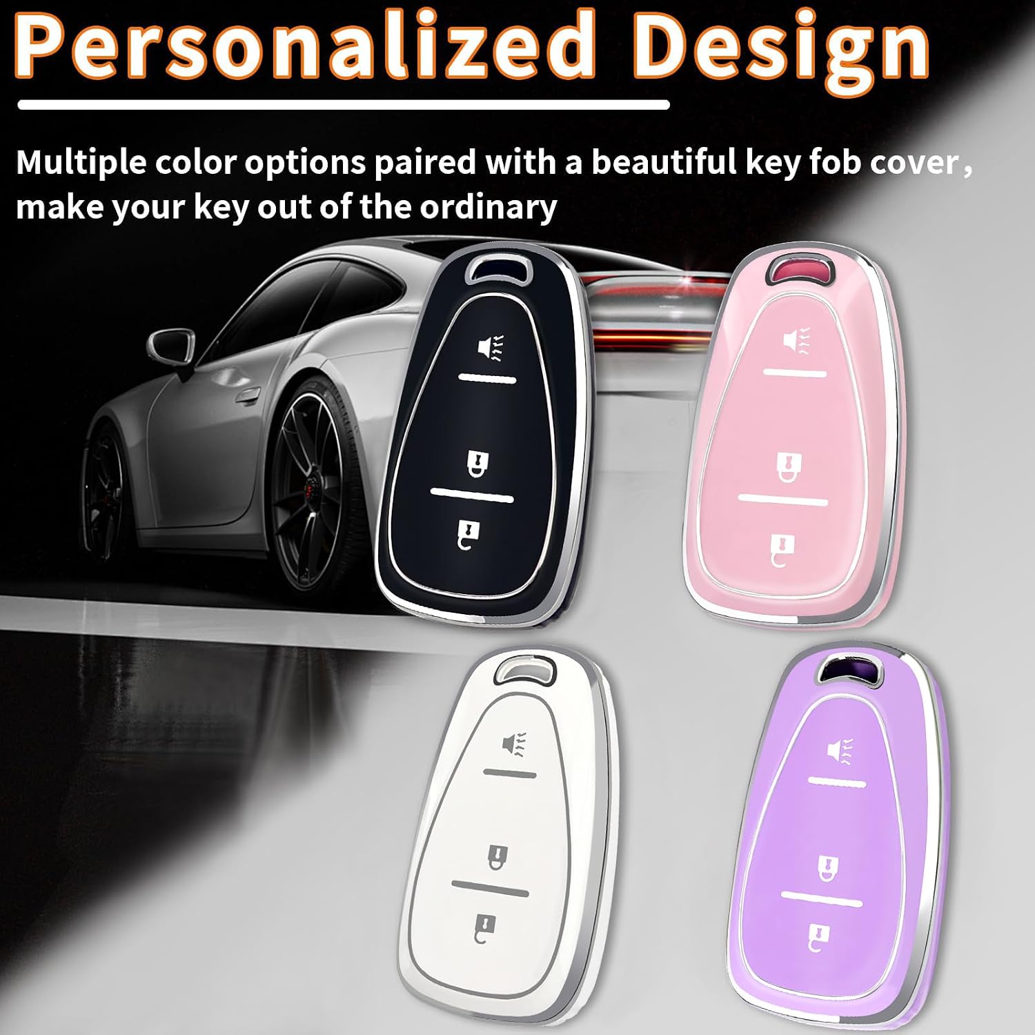 XIYANG TRADE for Chevy Key Fob Cover with Keychain,Soft TPU Key Case Shell Full Protection for Chevy Equinox Sonic Spark Traverse Trailblazer Trax Malibu Camaro Cruze Blazer 3 Button Holder (White)