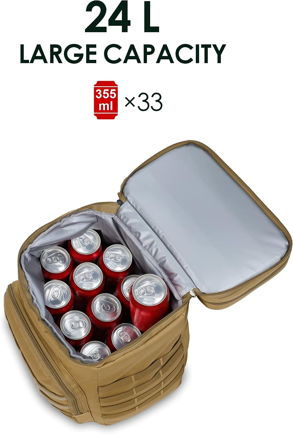TACTICISM Backpack Cooler 33 Cans Tactical Lunch Backpack for Men Work - Soft Cooler Backpack Insulated Waterproof Leak Proof