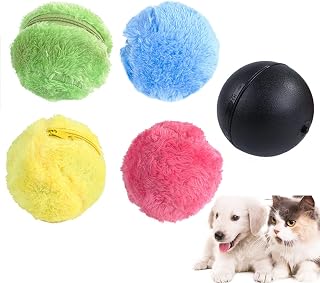 Active Magic Rolling Ball for Dogs Cats Pet Toy Automatic Roller Funny Plush Electric Ball Puppy Interactive Toys 4PCS Plush Ball Cover