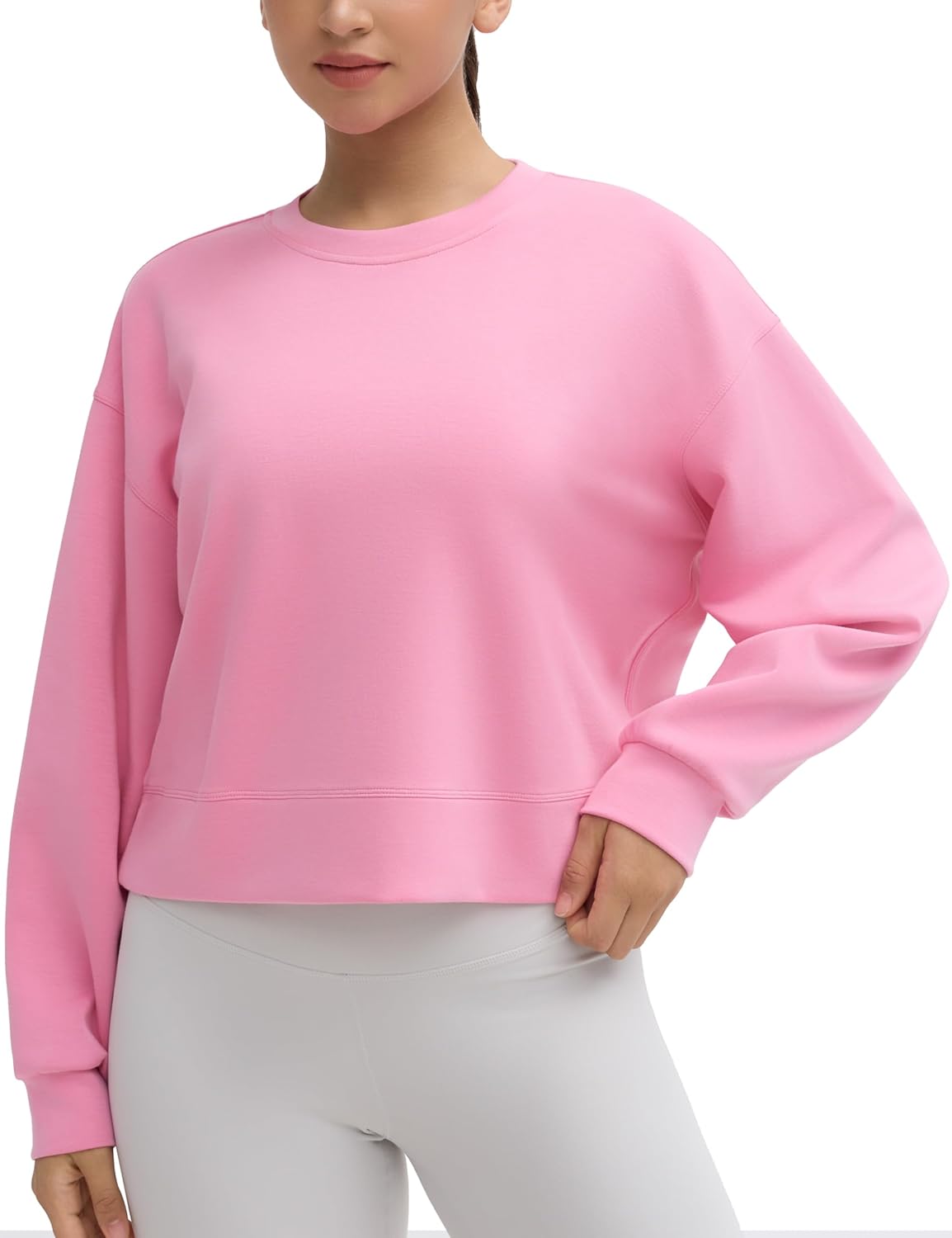 THE GYM PEOPLE Women's Crewneck Cropped Pullover Sweatshirt Cute Basic Long Sleeves Workout Tops - Image 4