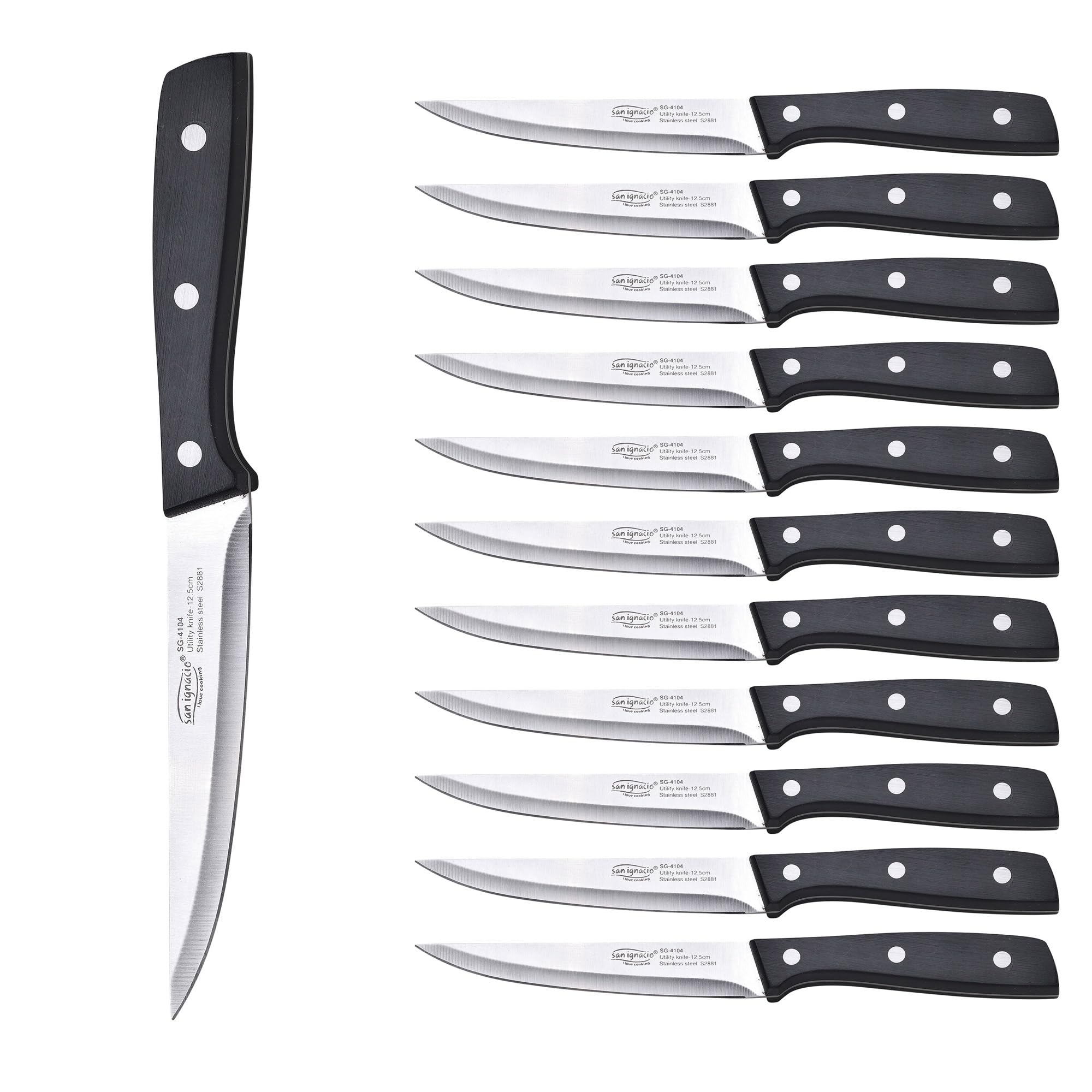 San Ignacio Cuchillo en Acero inoxidable EXPERT Cuchillo multiusos H.12,5cm, Juego de 12
