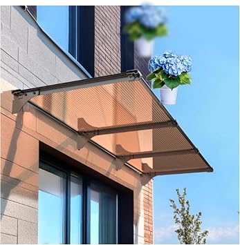 QWEASDF Window and Door Exterior, UV Rain Snow Sunlight Protection Sheet,Polycarbonate Overhang Canopy,House Overdoor Awning for Door Entrance Outside/Patio/Porch/Deck,UPF 50+65x130cm/25.6x51in
