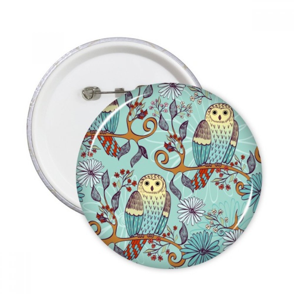 Pins bouton hibou fleur bleue multicolore pour customiser les vêtements de taille S