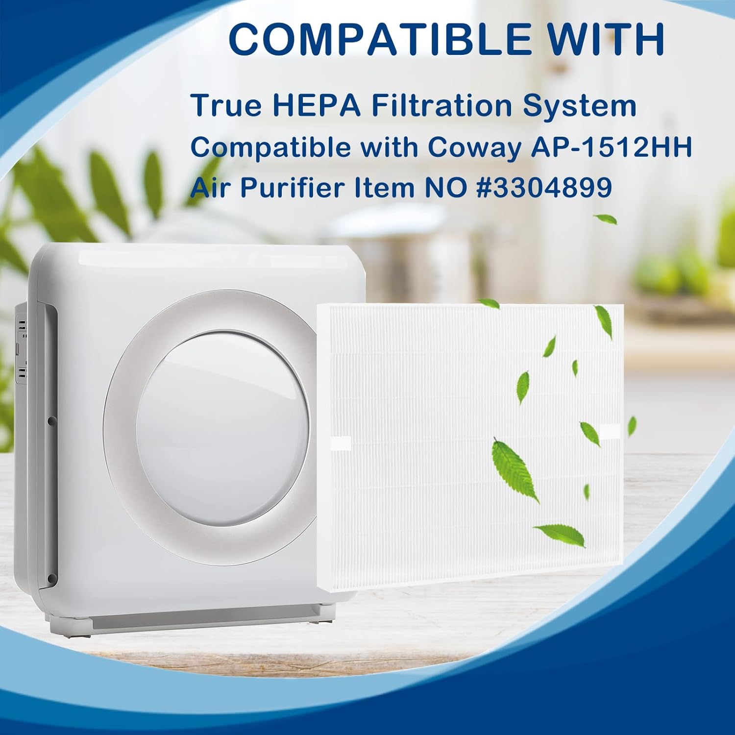 AP-1512HH True HEPA Filter Replacement Compatible with Coway Airmega AP-1512HH Mighty and Airmega 200M Air Cleaner Purifier, Item NO #3304899, 4 Pack HEPA Filter Only