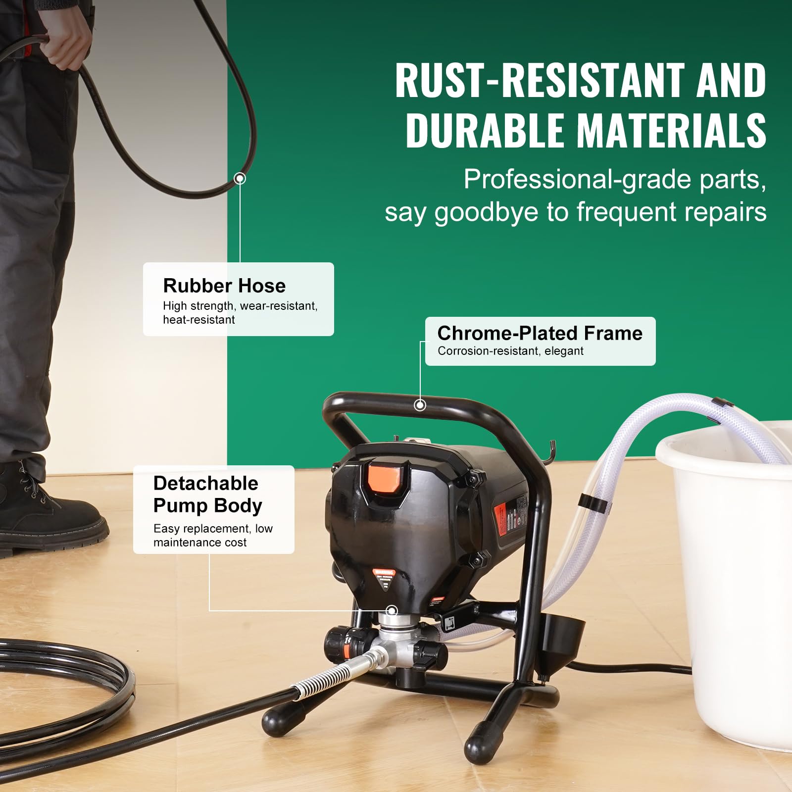 750W Electric Airless Paint Sprayer, 3000PSI High-Performance Handheld Sprayer for Smooth and Precise Painting on Interiors, Exteriors, Furniture, and Fences - 5