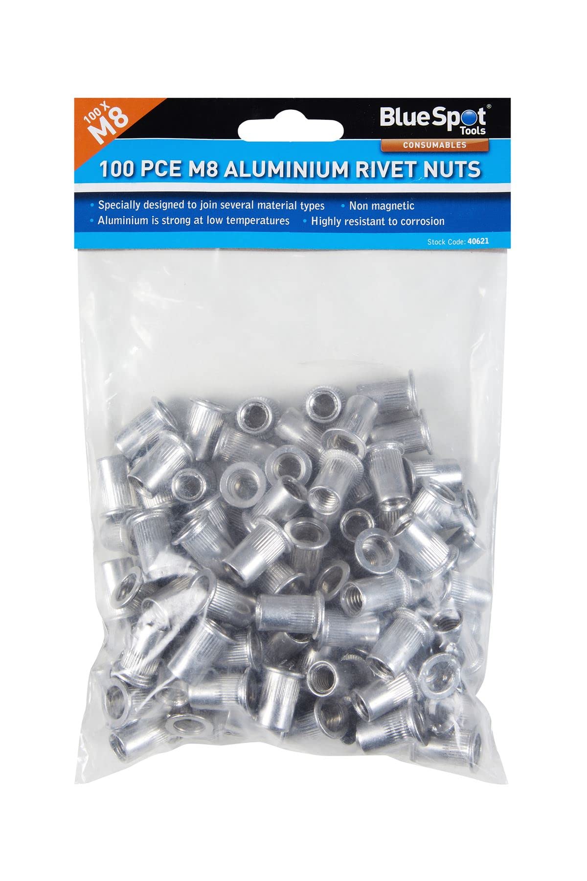 Blue Spot Tools - 100 PCE M8 Aluminium Rivet Nuts