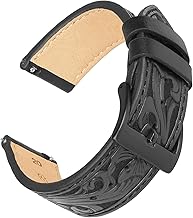 20mm Leather Watch Bands, Western Retro Embossed Leather Bands Compatible with Samsung Galaxy Watch 6/5/4 44/40/45/46/42mm Genius Leather Watch Band for Women Men, Retro Brown