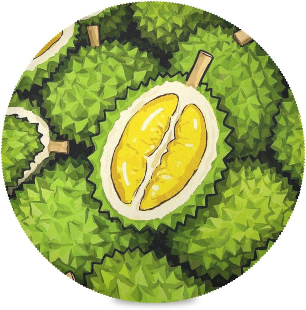 Cute Cartoon Fruit Durian Round Table placemat Reversible placemats placemats Cloth Washable Plate placemat Toddler placemats Easy to Clean Waterproof Dinning mats Set 6 for Toddlers