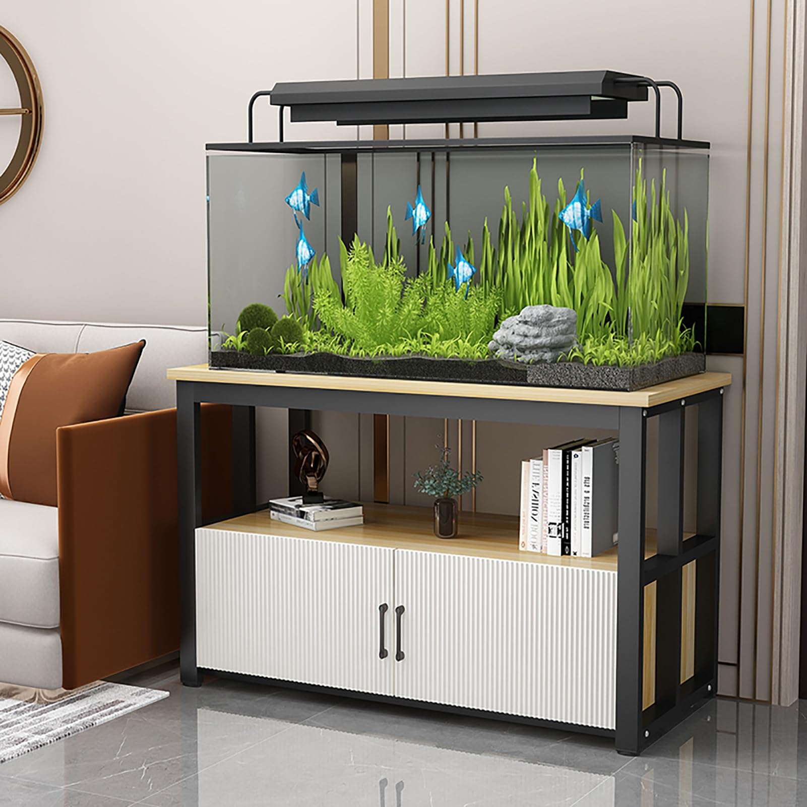 Aquarium Unterschrank, Aquarium Schrank, 3-Stufig Aquariumschrank, Aquariumständer, Verstellbare Füße(Multi-colored,90x45cm/35x18in)