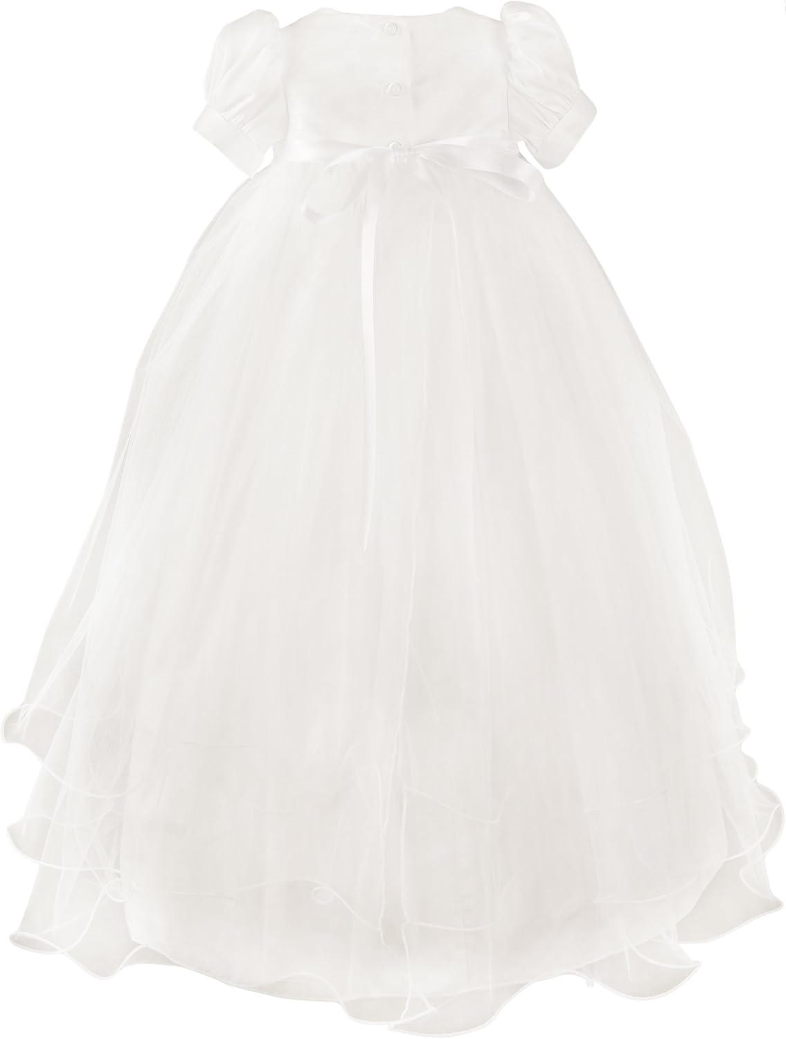 One Small Child Shanna Girls 32"-33" White Shantung Christening Gown 4-Piece Set