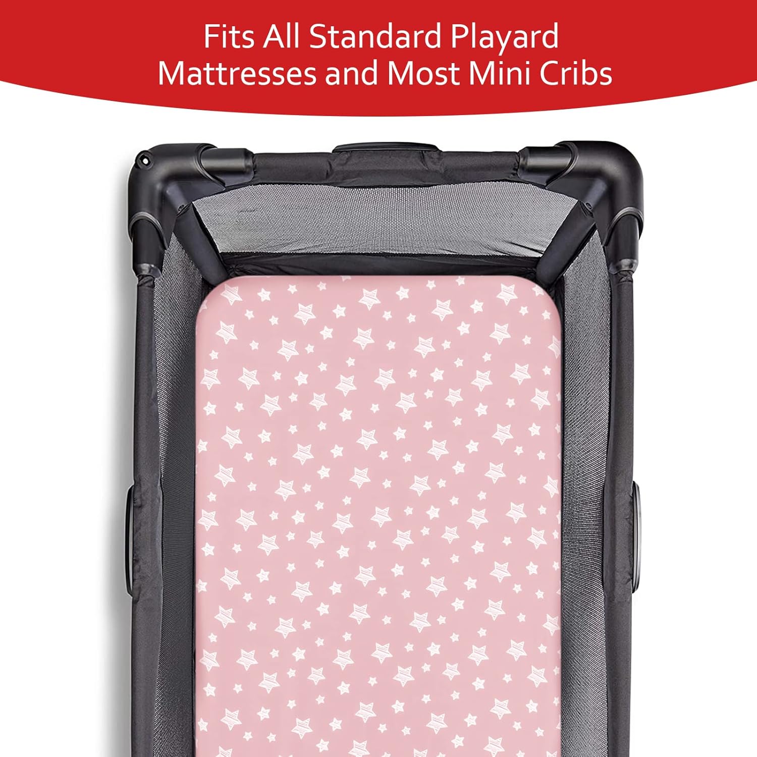 Pack and Play Sheets Girl, 4 Pack Mini Crib Sheets, Stretchy Pack n Play Playard Fitted Sheet, Compatible with Graco Pack n Play, Soft and Breathable Material, Pink - Image 3