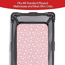 Pack and Play Sheets Girl, 4 Pack Mini Crib Sheets, Stretchy Pack n Play Playard Fitted Sheet, Compatible with Graco Pack n Play, Soft and Breathable Material, Pink