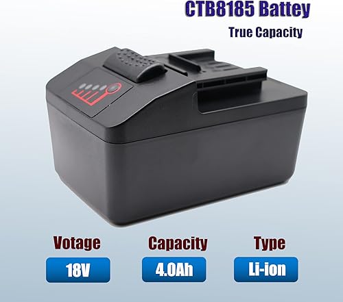 Miniatura 2 de CNBY CTB8185 CTB7185 Batería de 18 V 4 Ah con cargador CTC720, reemplazo para batería CTB8185 a presión CTB8185 CTB8187 CTB7175  CT8850 CT7850