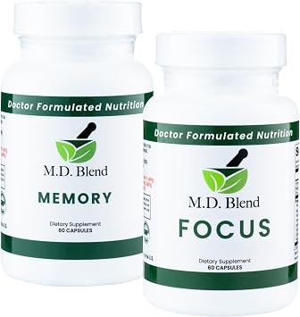 Brain Supplements For Memory And Focus Set With L-Tyrosine, Phosphatidylserine, Bacopa Monnieri, Ginkgo Biloba & Ashwagandha, Mental Clarity Supplements For Daily Brain Support, 60 Capsules