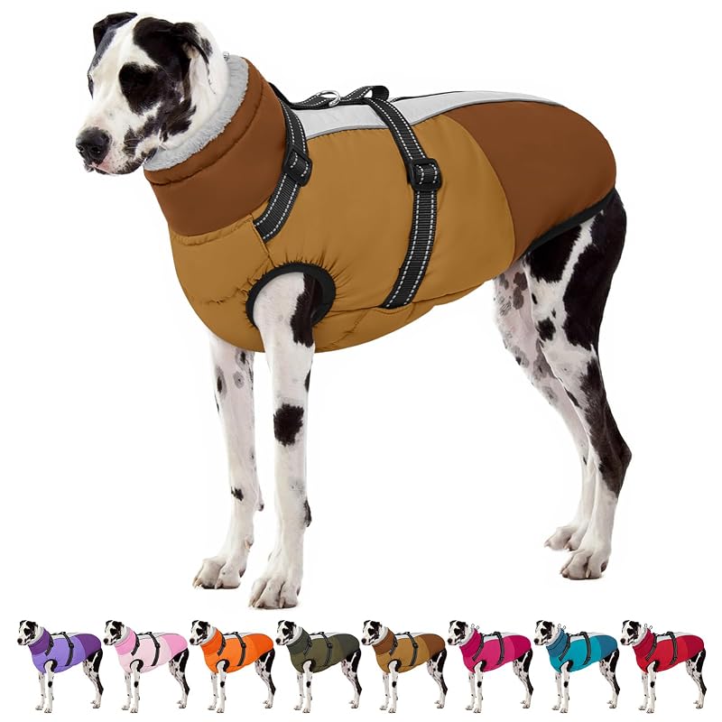 Casaco para cães de inverno SUNFURA com peitoral integrado, marrom, XXXL