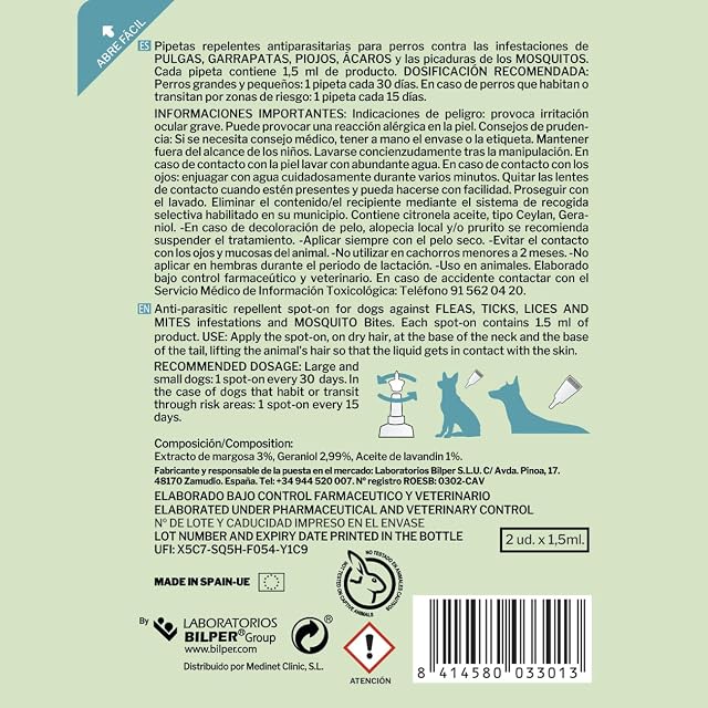 Foto 2 de 6 de LOTI LOTA Pipetas Anti-Insectos para Perros - Pack 2 Blister (4 Pipetas Total)