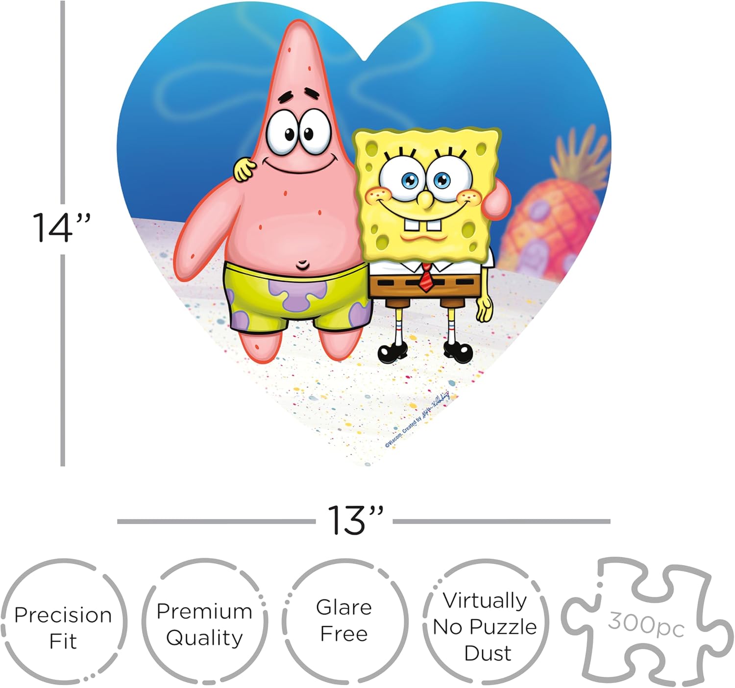 Aquarius Spongebob Squarepants & Patrick 300 Piece Jigsaw Puzzle in Heart Shaped Tin Officially Licensed Merchandise & Collectibles – 13"x14"